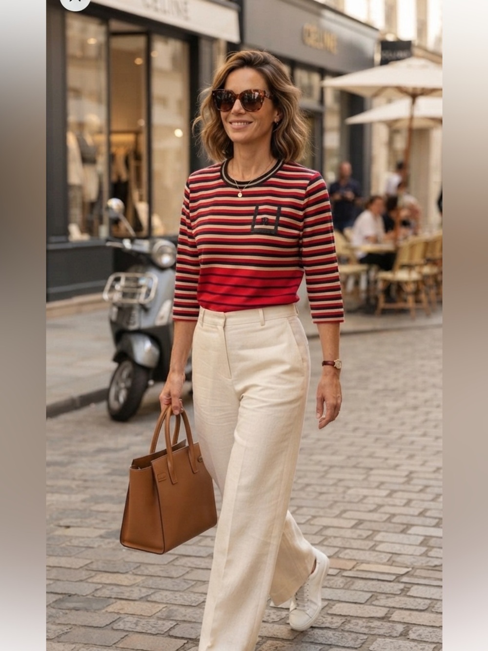 Sonia Rykiel collection navy red striped t- shirt